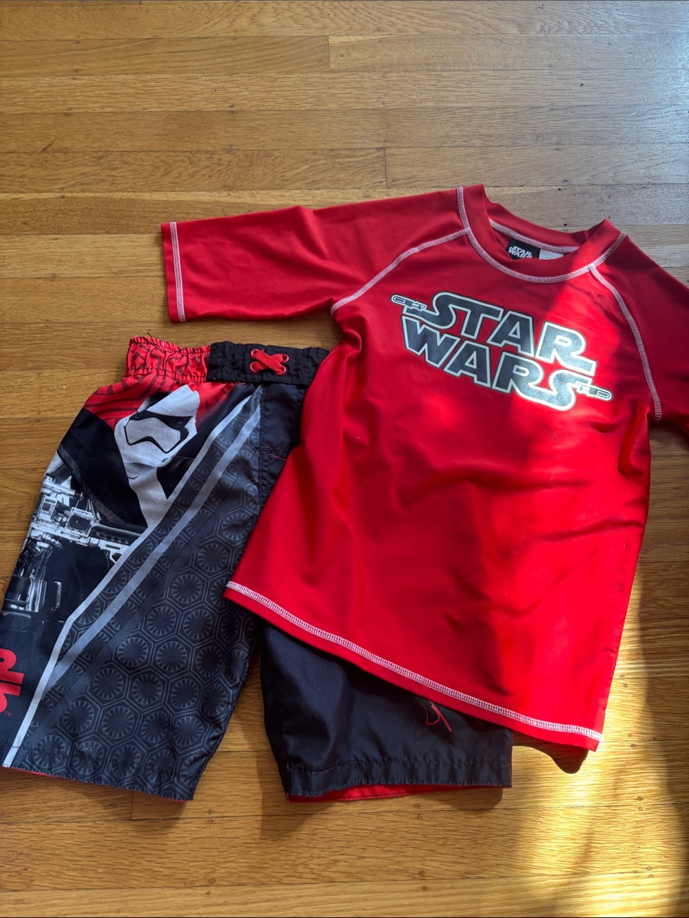 Star Wars Kids Red and Black Rash Guard Swim Set- medium